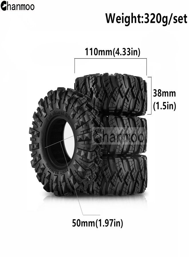 Chanmoo 1.9 Crawler Tires RC Soft Rubber Mud Slingers Tyres For 1/10 Scale RC Rock Crawler Car Traxxas TRX4 Axial SCX10 II RC4WD D90 D110 TF2 Tamiya CC01 Gen8 1.9 inch Beadlock Wheels Rims 4PCS - Image 2